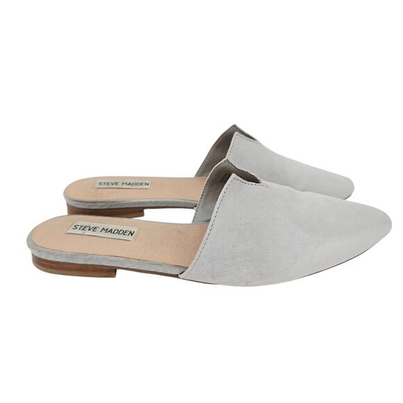 Steve Madden Ally Mules Flats Leather Gray 7.5 - Picture 1 of 9